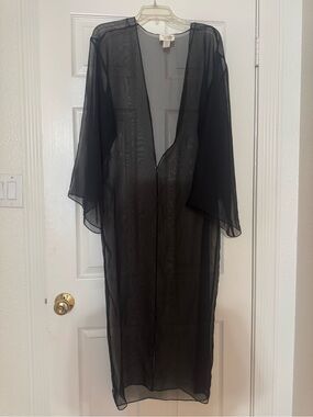 Victoria’s Secret gold label sheer black night robe with wide sleeves